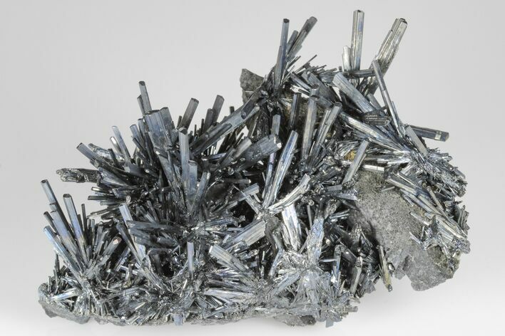 Metallic Stibnite Crystal Spray - Xikuangshan Mine, China #175921